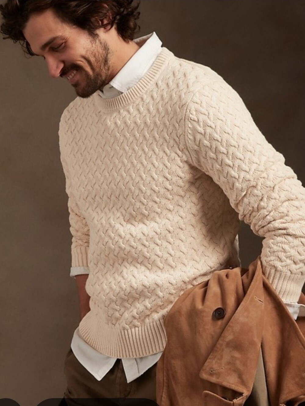 NWT Banana Republic 100% OrganicCotton Cableknit Fisherman’s Sweater - Size M